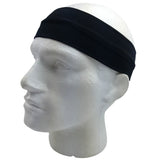 PLAIN HEADBAND Elastic Stretch Sports Yoga Hair Band Unisex 8cm Wide - Black - 45-Degree Angle