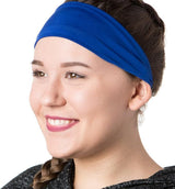 Unisex 8cm Wide Blue Elastic Stretch Yoga Headband - Sweat-Wicking Sports Hairband - Top-Down View
