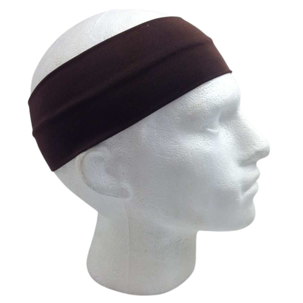 PLAIN HEADBAND Elastic Stretch Sports Yoga Hair Band Unisex 8cm Wide - Brown