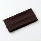 PLAIN HEADBAND Elastic Stretch Sports Yoga Hair Band Unisex 8cm Wide - Brown