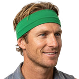PLAIN HEADBAND Elastic Stretch Sport Yoga Hair Band Unisex 8cm Wide Wrap - Green - Front View