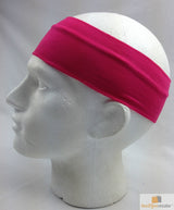 PLAIN HEADBAND Elastic Stretch Sports Yoga Hair Band Unisex 8cm - Hot Pink - Top-Down View