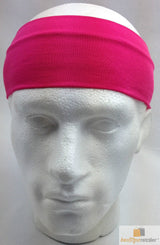 PLAIN HEADBAND Elastic Stretch Sports Yoga Hair Band Unisex 8cm - Hot Pink - Rear View