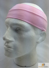 Unisex Soft Pink Elastic Stretch Yoga Headband - 8cm Wide Comfortable Wrap - Front View