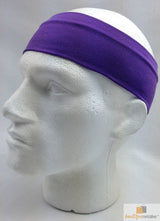 PLAIN HEADBAND Elastic Stretch Sports Yoga Hair Band Unisex 8cm Wide - Purple - Front View