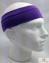 PLAIN HEADBAND Elastic Stretch Sports Yoga Hair Band Unisex 8cm Wide - Purple - Top-Down View
