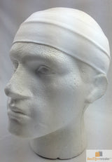 PLAIN HEADBAND Elastic Stretch Sports Yoga Hair Band Unisex 8cm Wide - White - 45-Degree Angle
