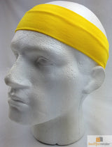 PLAIN HEADBAND Elastic Stretch Sports Yoga Hair Band Unisex 8cm Wide - Yellow - Front View