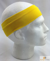 PLAIN HEADBAND Elastic Stretch Sports Yoga Hair Band Unisex 8cm Wide - Yellow - Top-Down View