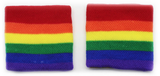 2x RAINBOW WRISTBANDS Gay Lesbian Pride LGBT Mardi Gras Party - Front View