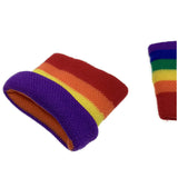 2x RAINBOW WRISTBANDS Gay Lesbian Pride LGBT Mardi Gras Party - Top-Down View