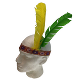INDIAN Two Feather Headband Headdress Fancy Dress Native American Costume Party - Front View