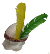 INDIAN Two Feather Headband Headdress Fancy Dress Native American Costume Party - Side View