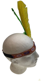 INDIAN Two Feather Headband Headdress Fancy Dress Native American Costume Party - Top-Down View