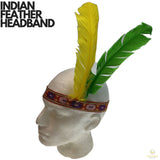 INDIAN Two Feather Headband Headdress Fancy Dress Native American Costume Party - Close-Up Angle