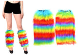 1 Pair Fluffy Leg Warmers Rainbow Gay Pride LGBTQ - Front View