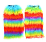 1 Pair Fluffy Leg Warmers Rainbow Gay Pride LGBTQ - Top-Down View