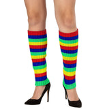 COLORFUL RIBBED LEG WARMERS - Stretchy 80s Style Knitted Socks for Dance Parties - Multicolor Design