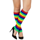 COLORFUL RIBBED LEG WARMERS - Stretchy 80s Style Knitted Socks for Dance Parties - Multicolor Design - Side View