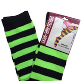 Striped Thigh-High Socks for Women - Green and Black, Fits Most Sizes