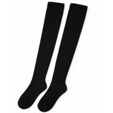 Womens Over Knee Socks Thigh High Stockings Long Stretch - Plain Black - 45-Degree Angle