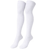 Womens Over Knee Socks Thigh High Stockings Long Stretch - Plain White
