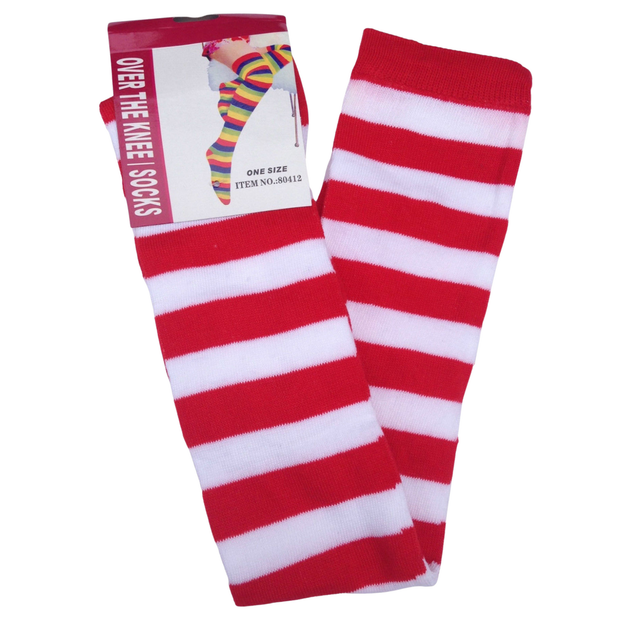 Thigh-High Striped Socks for Women - Vibrant Red and White Stockings