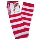 Thigh-High Striped Socks for Women - Vibrant Red and White Stockings - Front View