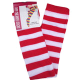 Womens Over Knee Socks Striped Thigh High Stockings Long Stretch - Red/White