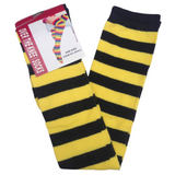 Womens Over Knee Socks Striped Thigh High Stockings Long Stretch - Yellow/Black - Top-Down View