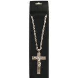 Stylish Silver Jesus Christ Crucifix Pendant Necklace with Durable Chain - 45-Degree Angle
