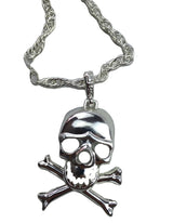 SKULL NECKLACE Pendant Silver Chain Punk Vintage Fashion Gothic Jewelry Retro - Front View