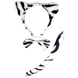 Adorable 2pc Animal Headband Set with Bow and Tail - Rabbit & Zebra Ears for Halloween Fun