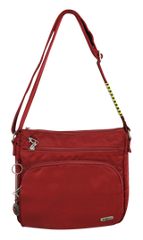 FIB Mens Crossbody Bag Satchel Adjustable Shoulder Strap Travel - Burgundy - Front View