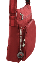 FIB Mens Crossbody Bag Satchel Adjustable Shoulder Strap Travel - Burgundy - Side View