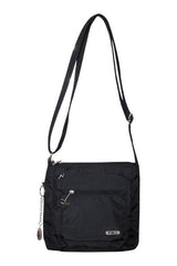 FIB Mens Crossbody Bag Adjustable Shoulder Strap Travel Pockets - Black - Front View