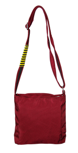 FIB Mens Crossbody Bag Shoulder Strap Travel Satchel Wallet Pockets - Burgundy - Side View