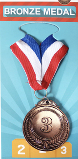 3rd METAL BRONZE WINNER MEDALS Sports Day School 46cm Ribbon - Front View