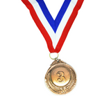 3rd METAL BRONZE WINNER MEDALS Sports Day School 46cm Ribbon - Side View