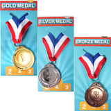 Set of 3 Gold Silver Bronze Medals Sports Day Awards School Events Olympics Parties - Extra Image