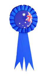 AUSTRALIA FLAG Clip On Ribbon Badge Award Blue Australia Day Tennis Cricket - Front View