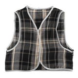 Childrens Grey Checkered Party Costume Vest Boys Kids Victorian, Cowboy or 1920s Style - Front View