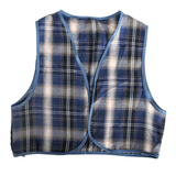Childrens Blue Checkered Party Costume Vest Boys Kids Victorian, Cowboy or 1920s Style - Front View