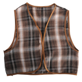 Childrens Brown Checkered Party Costume Vest Boys Kids Victorian, Cowboy or 1920s Style - Front View