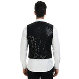 Mens Sequin Vest Waistcoat Disco Sparkle Costume Dance Party One Size - Black - 45-Degree Angle