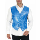 Mens Sequin Vest Waistcoat Disco Sparkle Costume Dance Party - Light Blue - Front View