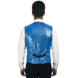 Mens Sequin Vest Waistcoat Disco Sparkle Costume Dance Party - Light Blue - 45-Degree Angle