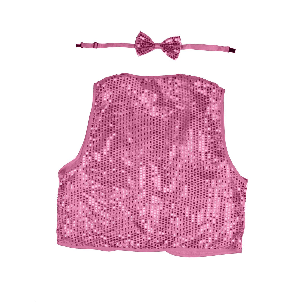 Light Pink Kids Sequin Bow Tie and Vest Costume Set for 80s Themed Dress Up Party