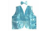 Sky Blue Kids Sequin Vest and Bow Tie Costume for 80s Themed Dress Up Parties
