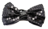 GLITTER SEQUIN BOW TIE Costume Fancy Dress Dance Fancy Shiny Party Bowtie - Black - Front View